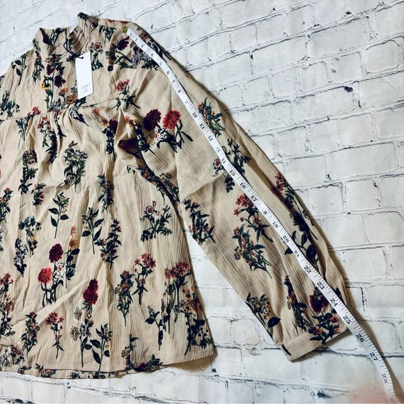 NWT Loveriche Boho Botanical Floral High Neck LS Keyhole Blouse Top Size L - Picture 7 of 12